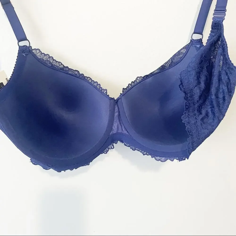 INC intimates blue lace full coverage convertible t shirt bra size 38DD NWT